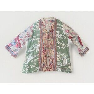 CITRON SANTA MONICA  Silk  Multicolor Asian Inspired Floral Blouse Size 0X